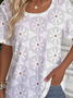 Crew Neck Floral Casual T-Shirt