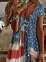 Women's Short Sleeve Summer As Picture Independence Day (Flag) Printing V Neck Daily Going Out Casual Midi A-Line Classic Dress