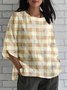 Linen Blend Crew Neck Casual Floral Shirt