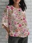 Crew Neck Loose Linen Blend Simple Shirt