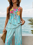 Women's Floral Print Casual Vest and Pants Two-Piece Set