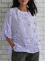 Simple Crew Neck Floral Loose Shirt