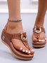 Summer Color Block Pu Western Style Slide Sandals