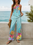 Women's Floral Print Casual Vest and Pants Two-Piece Set