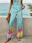 Women's Floral Print Casual Vest and Pants Two-Piece Set