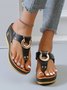 Summer Color Block Pu Western Style Slide Sandals