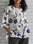 Loose Floral Crew Neck Casual Shirt