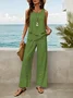 Women's Floral Print Casual Vest and Pants Two-Piece Set
