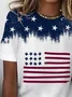 Women's Short Sleeve T-shirt Summer White Independence Day (Flag) Printing Crew Neck Daily Going Out Casual Top