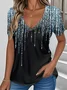V Neck Jersey Simple T-Shirt