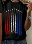 Women's Short Sleeve T-shirt Summer Black Independence Day (Flag) Printing Crew Neck Daily Going Out Casual Top