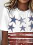 Women's Short Sleeve T-shirt Summer White Independence Day (Flag) Printing Crew Neck Daily Going Out Casual Top