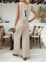 Plain Casual Crew Neck Two-Piece Set