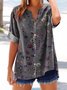 V Neck Cotton Casual Floral Shirt