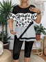 Women's Short Sleeve T-shirt Summer Gray Leopard Printing Jersey Crew Neck Daily Going Out Casual Top