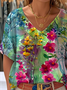 Vintage Gradient Pattern Crew Neck Blouse