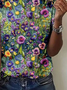 Casual Floral Crew Neck T-Shirt