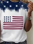 Women's Short Sleeve T-shirt Summer White Independence Day (Flag) Printing Crew Neck Daily Going Out Casual Top
