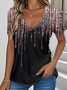 V Neck Jersey Simple T-Shirt