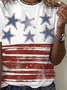 Women's Short Sleeve T-shirt Summer White Independence Day (Flag) Printing Crew Neck Daily Going Out Casual Top