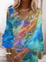Women's Abstract Print V-Neck Dress