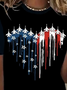 Women's Short Sleeve T-shirt Summer Black Independence Day (Flag) Printing Crew Neck Daily Going Out Casual Top