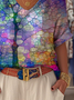 Loose Psychedelic Art Casual Cotton Blouse