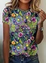 Casual Floral Crew Neck T-Shirt