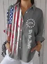 Vintage Flag Print Blouse