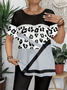 Women's Short Sleeve T-shirt Summer Gray Leopard Printing Jersey Crew Neck Daily Going Out Casual Top