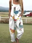 Cotton And Linen Ethnic Square Neck Jumpsuit