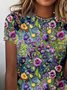 Casual Floral Crew Neck T-Shirt