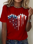 Women's Short Sleeve T-shirt Summer Black Independence Day (Flag) Printing Crew Neck Daily Going Out Casual Top