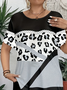 Women's Short Sleeve T-shirt Summer Gray Leopard Printing Jersey Crew Neck Daily Going Out Casual Top