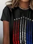 Women's Short Sleeve T-shirt Summer Black Independence Day (Flag) Printing Crew Neck Daily Going Out Casual Top