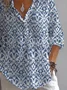 Women's Geometric Print Casual Button-Down Shirt