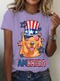 Golden Retriever American Flag Hat Glasses 4th of July Dog Cotton T-shirt