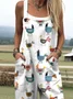 Square Neck Linen Casual Jumpsuit