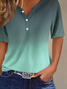 Women's Short Sleeve T-shirt Summer Green Ombre Printing Crew Neck Daily Going Out Casual Top
