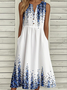 Casual Loose Buckle Notched Dress