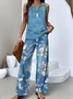 Casual Faux Denim Print Graphic Regular Fit Two-Piece Set