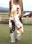 Square Neck Vacation Animal Regular Fit Jumpsuit