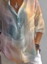 Women's Long Sleeve Shirt Spring/Fall As Picture Abstract Printing Shirt Collar Daily Going Out Casual Top