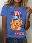 Golden Retriever American Flag Hat Glasses 4th of July Dog Cotton T-shirt