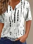 Women's Short Sleeve T-shirt Summer White Striped Printing Crew Neck Daily Going Out Casual Top