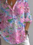 Women's Long Sleeve Shirt Spring/Fall Pink Floral Printing Shirt Collar Daily Going Out Casual Top