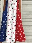 Loose Casual Notched Independence Day Dress