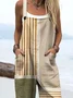 Women's H-Line Overall Square Neck Daily Going Out Casual Printing Striped Spring/Fall Long Jumpsuit Romper