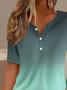 Women's Short Sleeve T-shirt Summer Green Ombre Printing Crew Neck Daily Going Out Casual Top