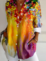 Women's Long Sleeve Shirt Spring/Fall Yellow Floral Buckle Shirt Collar Daily Going Out Casual Top
